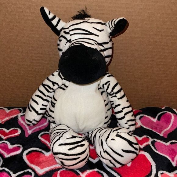 Manhattan Toy Company Huggables 15” Black and White Soft Cuddly Zoe Zebra Plush - Picture 1 of 7
